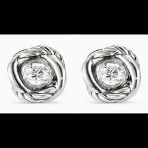 David Yurman Infinity Diamond Silver Stud Earrings